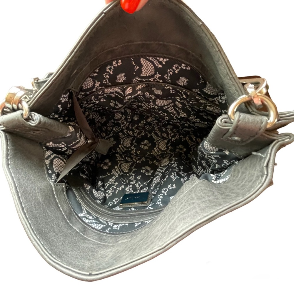 Moda Luxe Gray Faux Leather Crossbody or Shoulder Purse - Picture 8 of 16